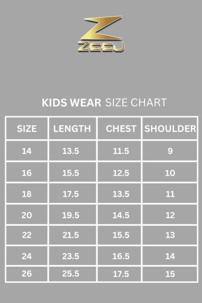 New size cahrt kids